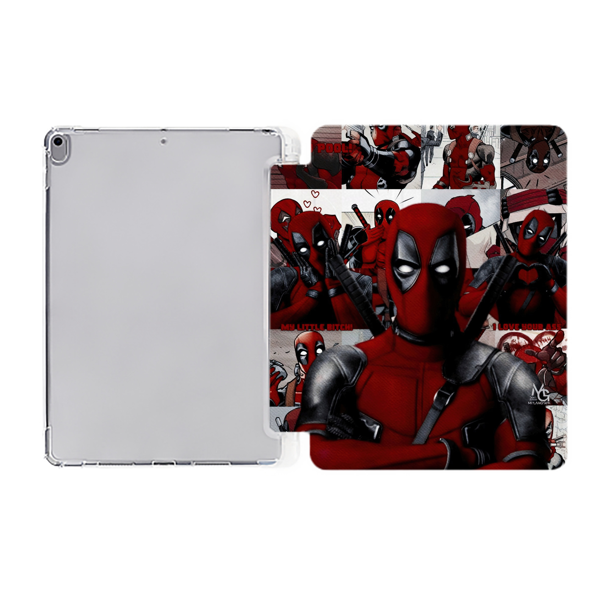 （画像用） Deadpool デッドプール IPad ケース ペン収納付き 三つ折りスタンド PUレザー×シリコン 対応機種9.5/10.5/10.9インチ